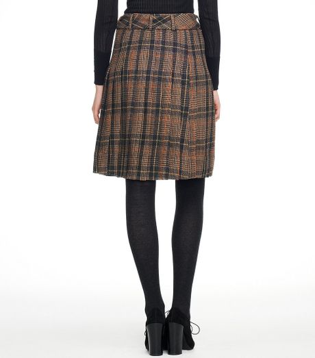 Tory Burch Lula Plaid A-line Skirt in Brown | Lyst