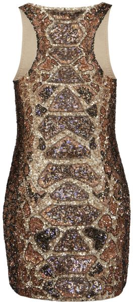 Allsaints Embellished Python Dress in Brown (sepia/ gold) | Lyst