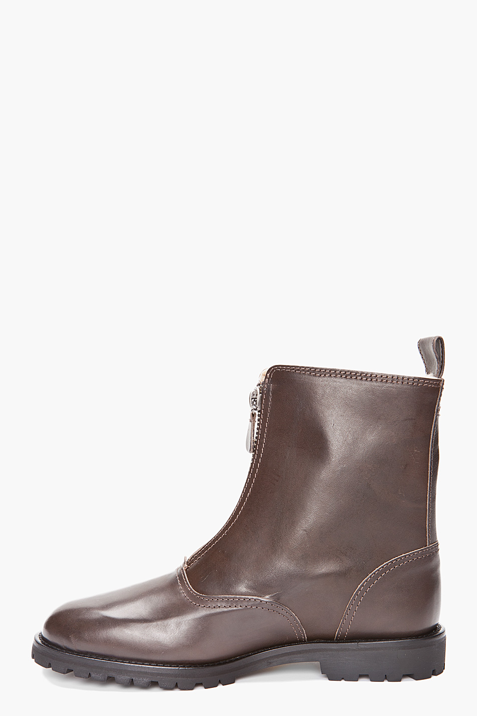 acne studios brown branded heeled boots