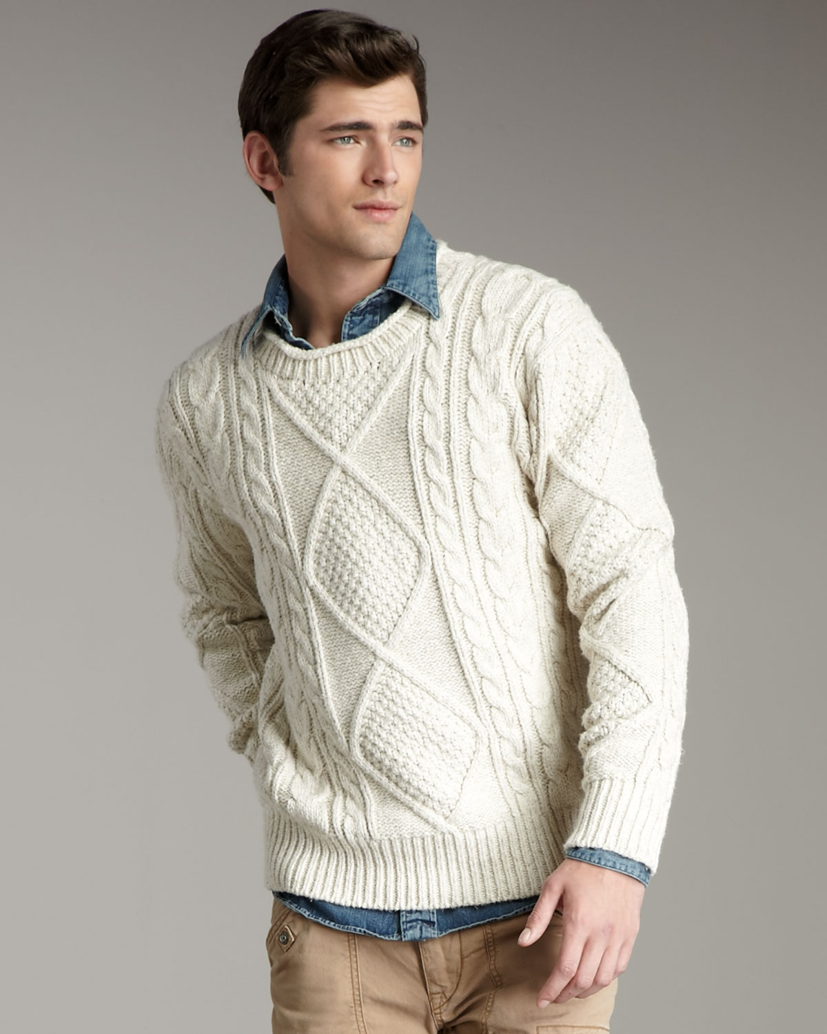Polo ralph lauren Aran Sweater in Natural for Men | Lyst