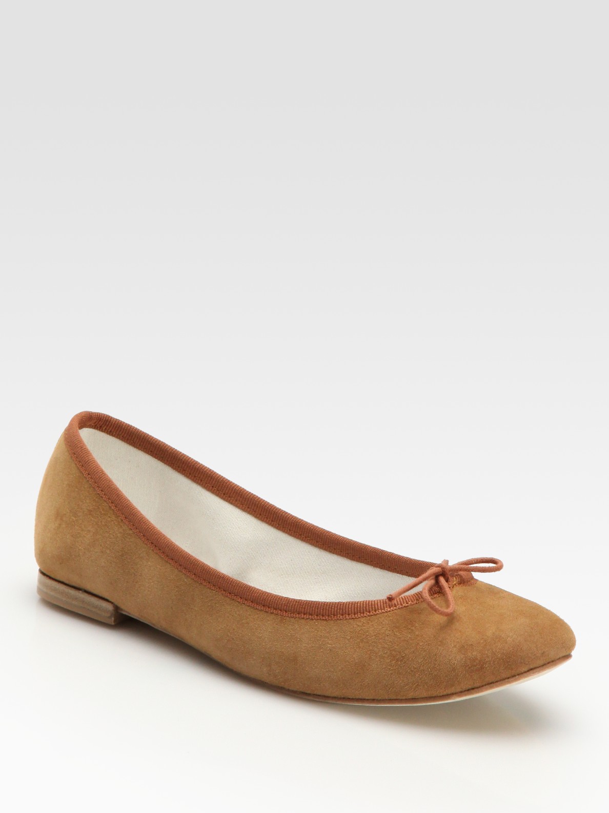 Repetto Suede Ballet Flats in Brown (camel) | Lyst