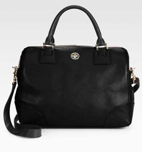 Tory Burch Robinson Satchel in Black | Lyst