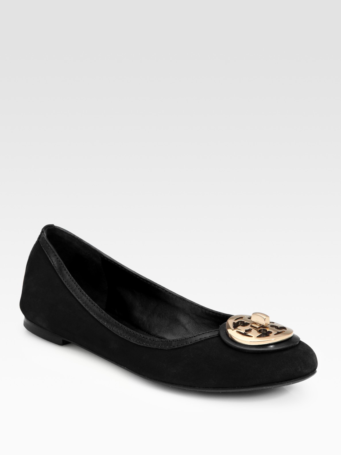 Tory Burch Selma Soft Suede Ballet Flats in Black | Lyst