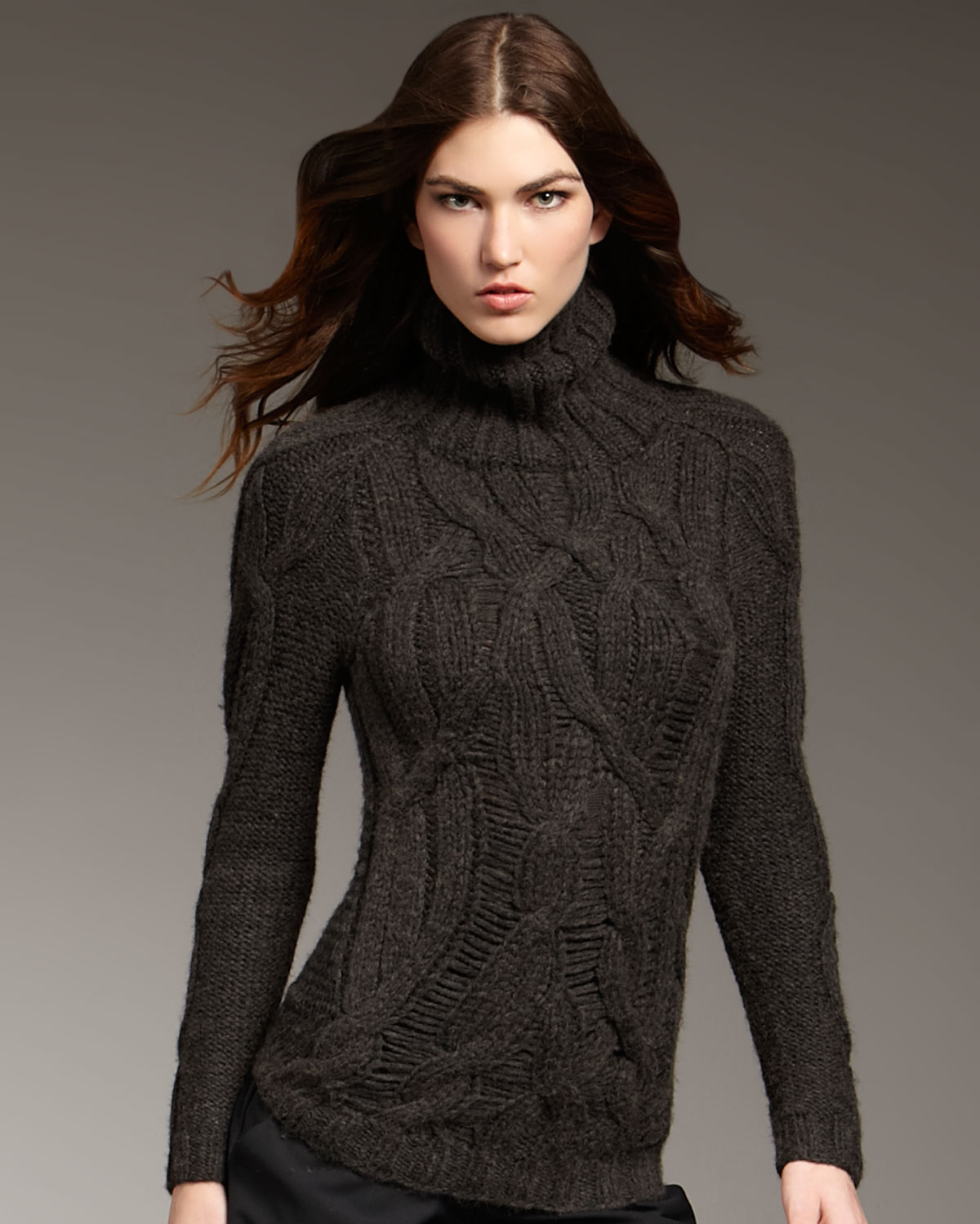 Theyskens Theory Chunky Turtleneck Sweater In Brown Lyst 