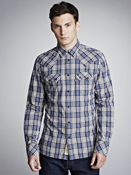 Levi's Levis Long Sleeve Sawtooth Check Shirt, Dark Navy in Blue for ...