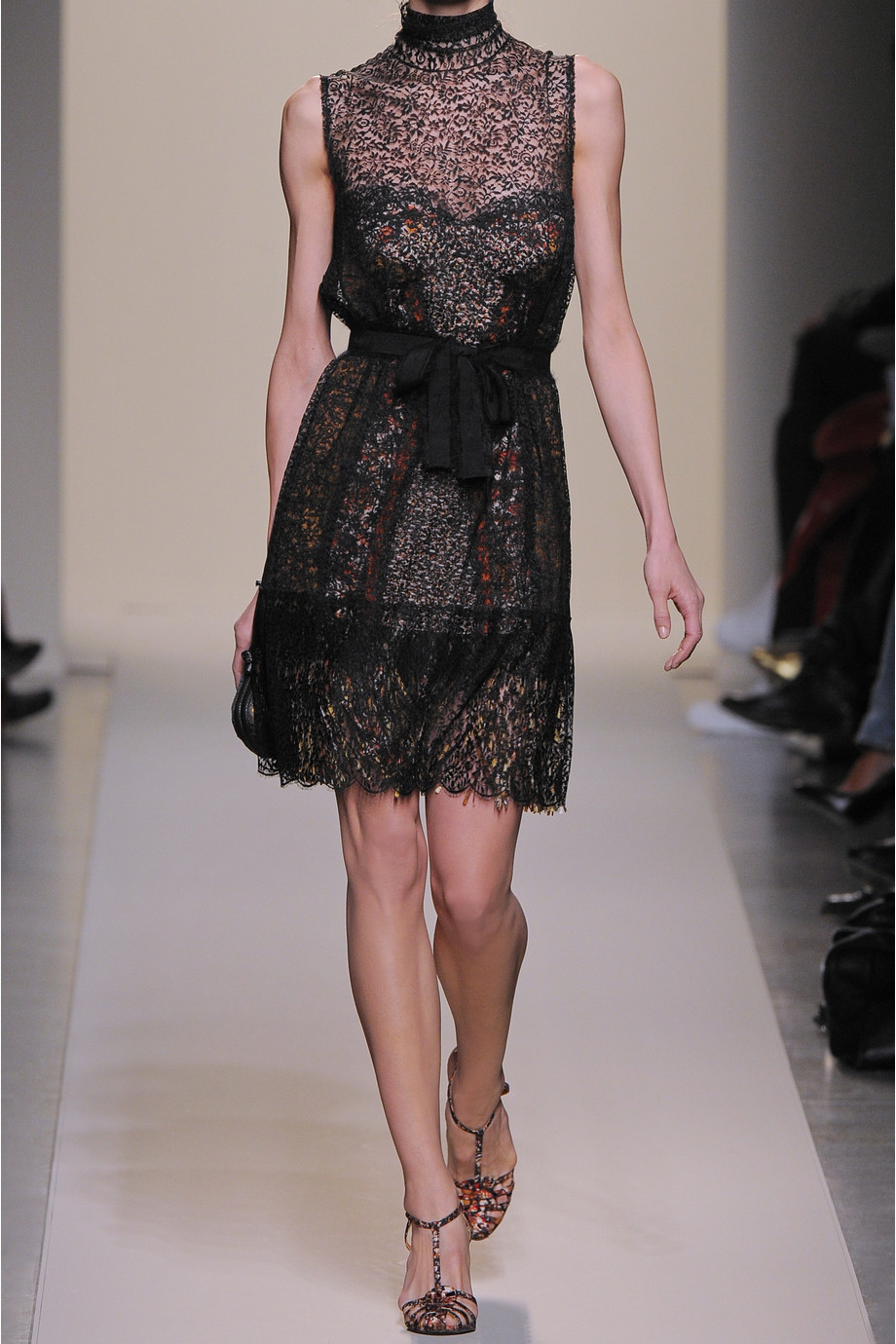 Lyst - Bottega Veneta Silk-blend Lace Bustier Dress in Black