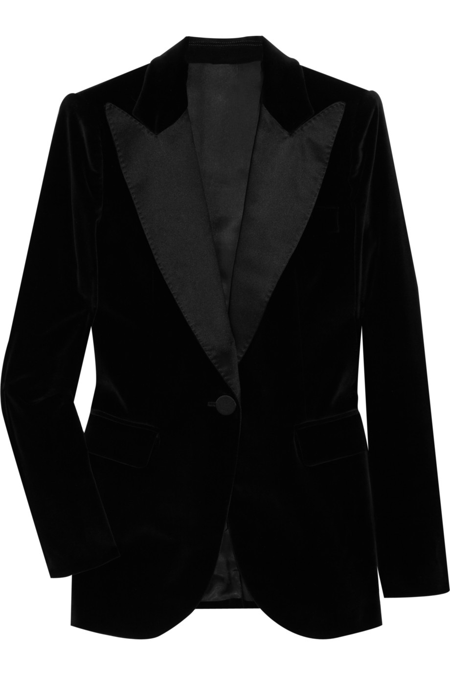 Giambattista Valli Satin-trimmed Velvet Tuxedo Jacket in Black | Lyst