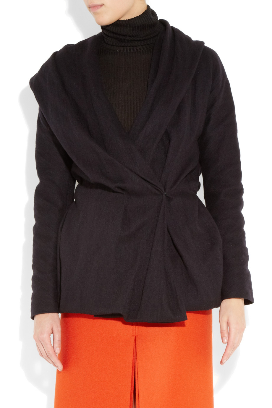 Lanvin Creased Woolblend Wrap Jacket in Black Lyst