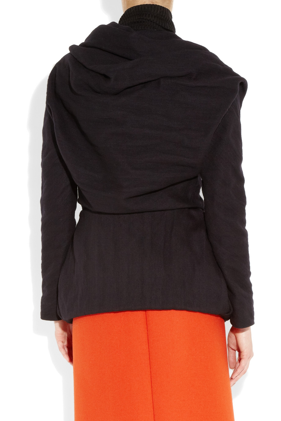 Lanvin Creased Woolblend Wrap Jacket in Black Lyst