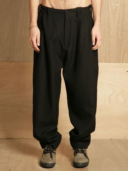 Yohji Yamamoto Mens Adjustable Tuck Pants in Black for Men | Lyst