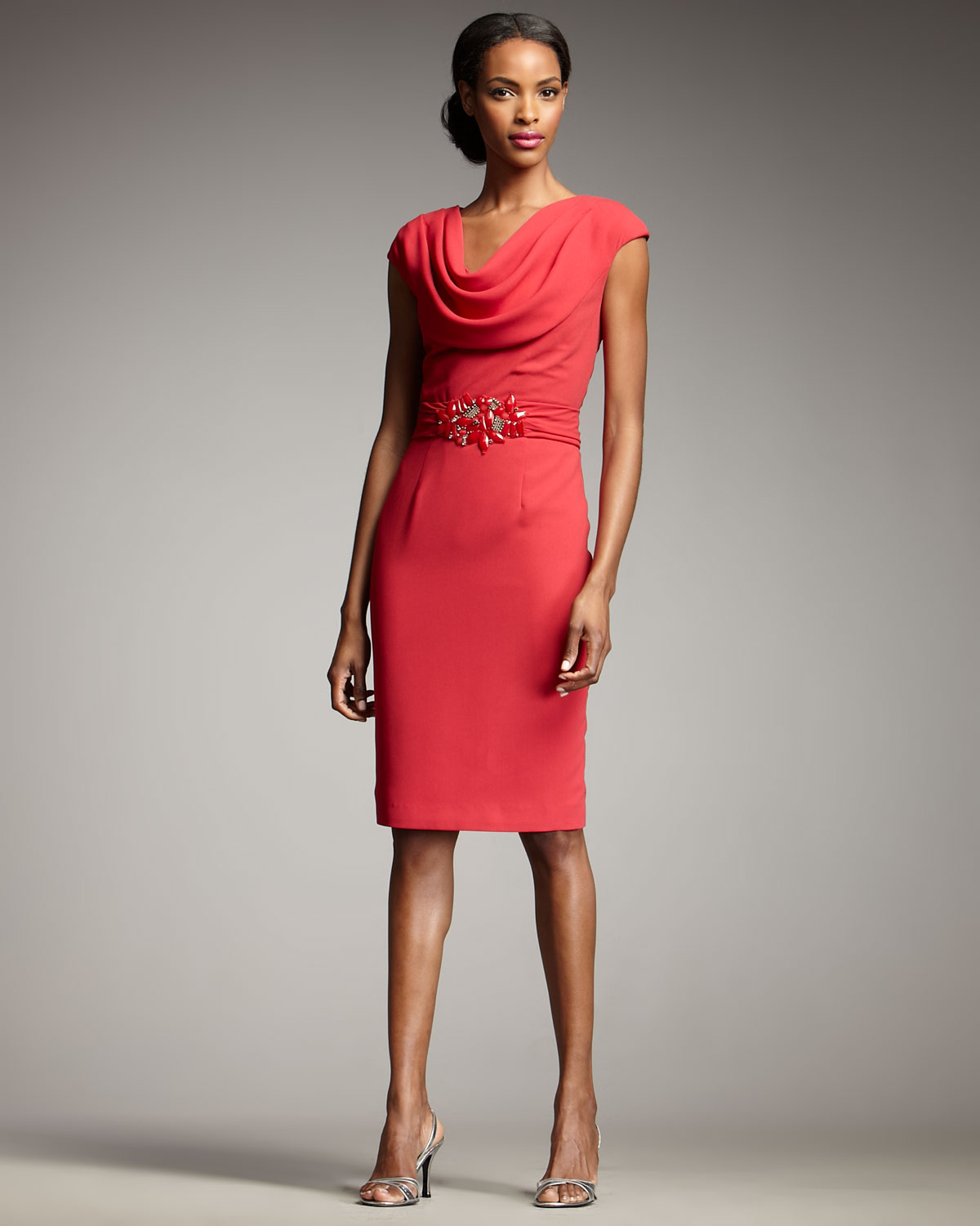 Beaded Cowl Neck Dress