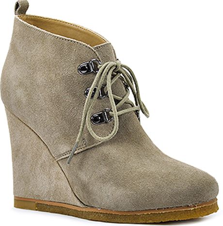 Steve Madden Tanngoo - Taupe Suede Wedge Bootie in Brown (taupe) | Lyst
