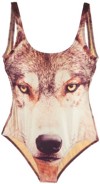 We Are Handsome Wolf Print Swimsuit in Yellow | Lyst