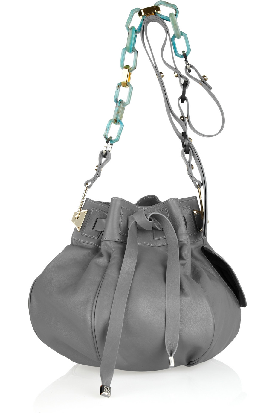 Pauric Sweeney Contrast-strap Leather Bucket Bag in Gray | Lyst
