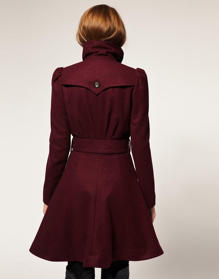 Lyst - Asos Collection Asos Fit and Flare Coat with Belt in Brown