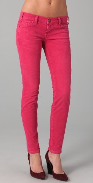 Current/elliott The Ankle Corduroy Skinny Pants in Pink | Lyst
