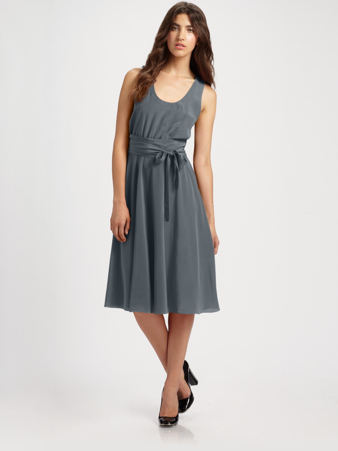 Marc By Marc Jacobs Sienna Silk Crepe-de-chine Dress in Gray (nineiron ...