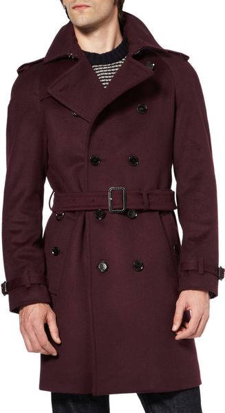 Burberry Classic Wool-blend Trench Coat in Purple for Men | Lyst