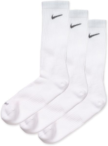 Nike Dri-fit Crew Socks (3-pack) (men) in White for Men (white/ flint ...