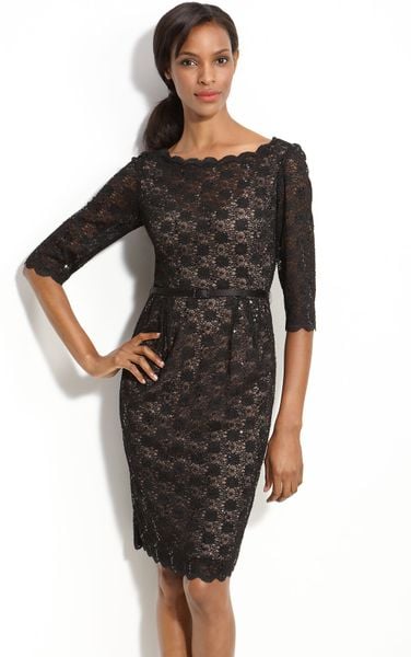 Alex Evenings Lace Sequin Belted Sheath 12 from 