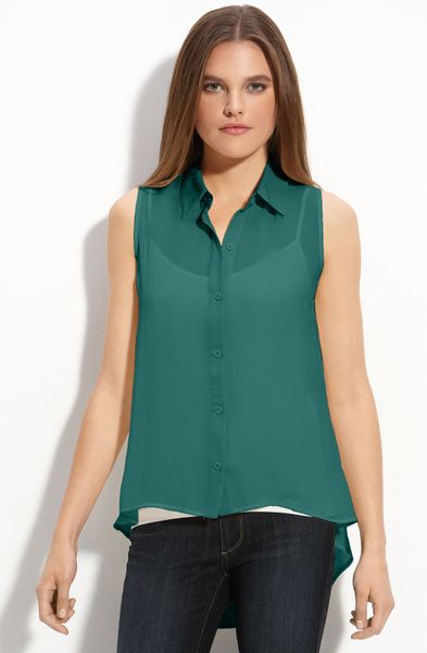 Bellatrix Sleeveless Collared Shirt in Green (teal) | Lyst