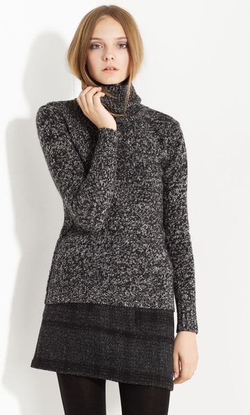 Burberry Brit Marled Turtleneck Sweater in Gray (natural white) | Lyst