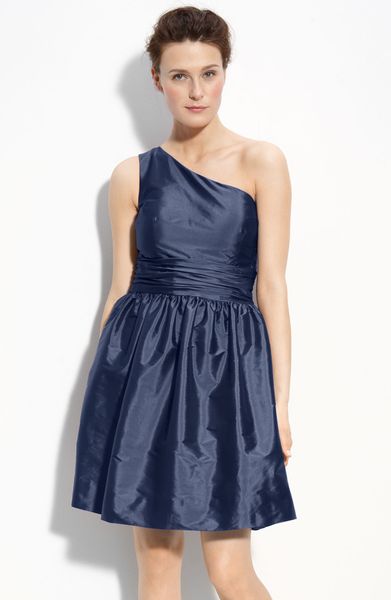 Eliza J One Shoulder Taffeta Dress in Blue (navy) | Lyst