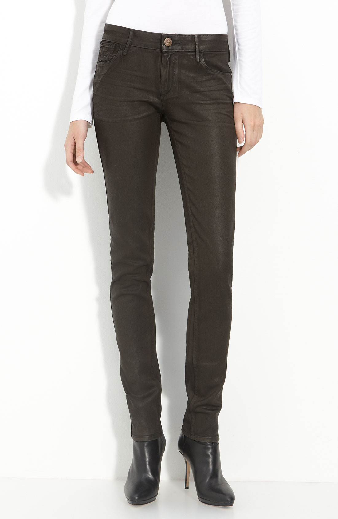 Habitual Alice Coated Skinny Stretch Jeans in Brown (chocolate) | Lyst