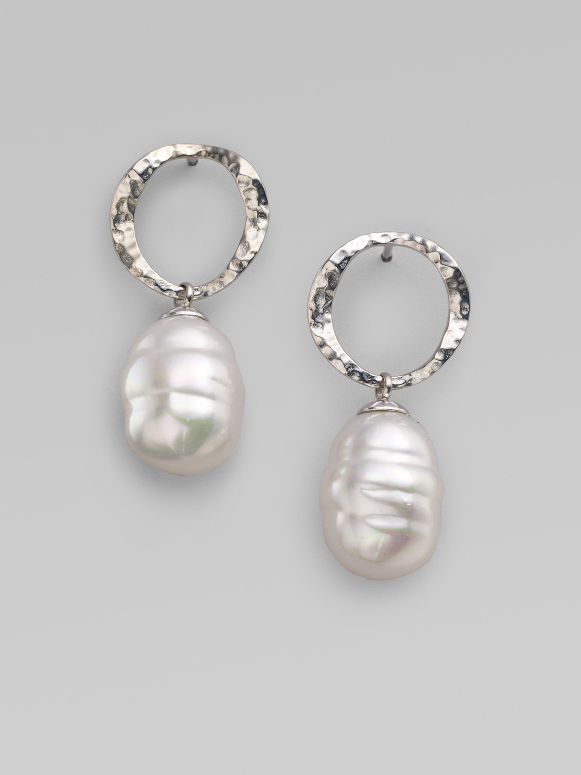 Lyst Majorica 12mm White Baroque Pearl Sterling Silver Drop Gallery