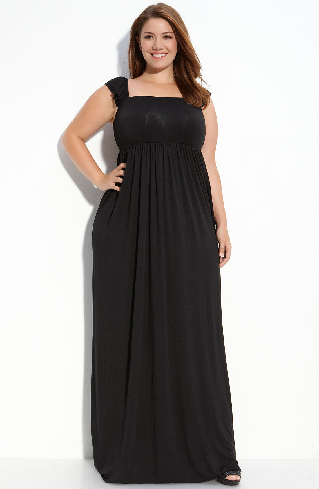 Rachel Pally Ruffle Strap Jersey Maxi Dress (plus) in Black | Lyst