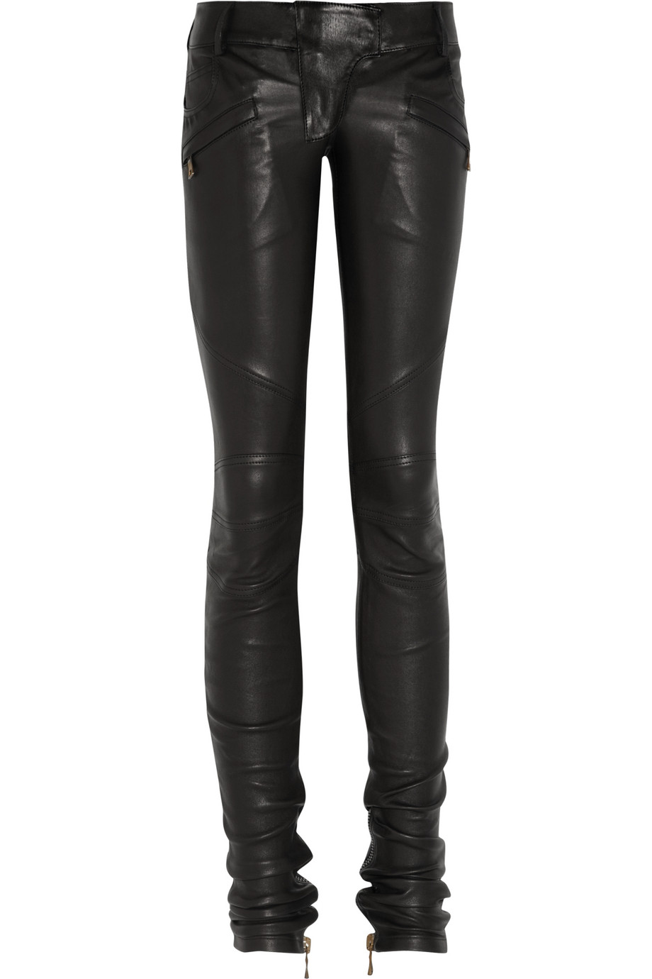 Balmain Leather Skinny Motocross Pants in Black | Lyst