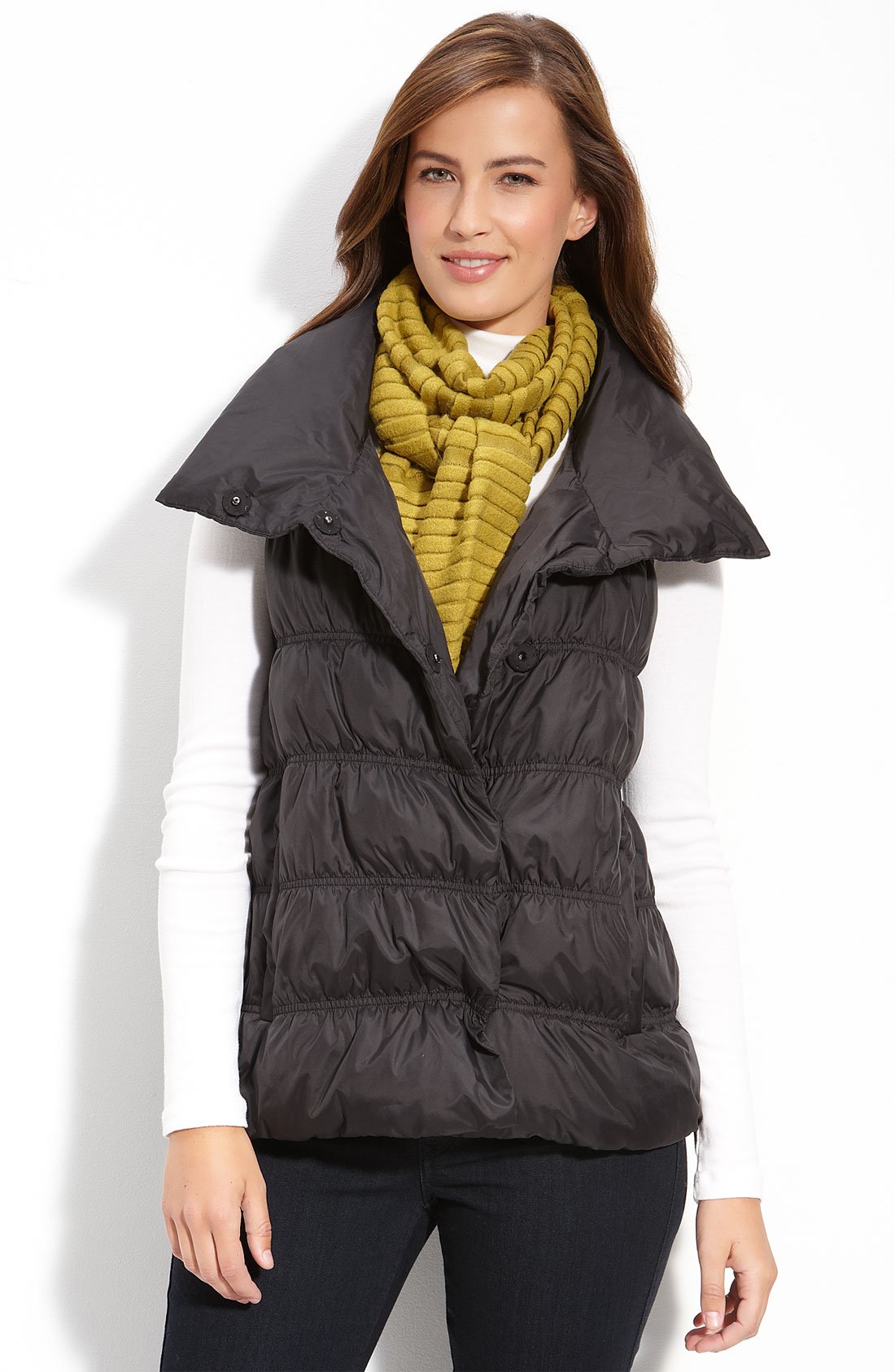 Eileen Fisher Down Vest in Black | Lyst