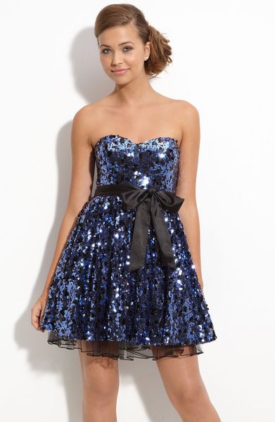 Way-in Sequined Party Dress (juniors) in Blue (navy) | Lyst