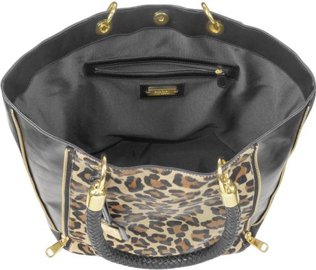 Badgley Mischka Myra Calfhair - Cheetah Print Leather Tote in Black | Lyst