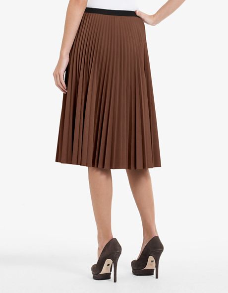 Bcbgmaxazria Elsa Sunburst-pleated Faux-leather Skirt in Brown (toffee ...