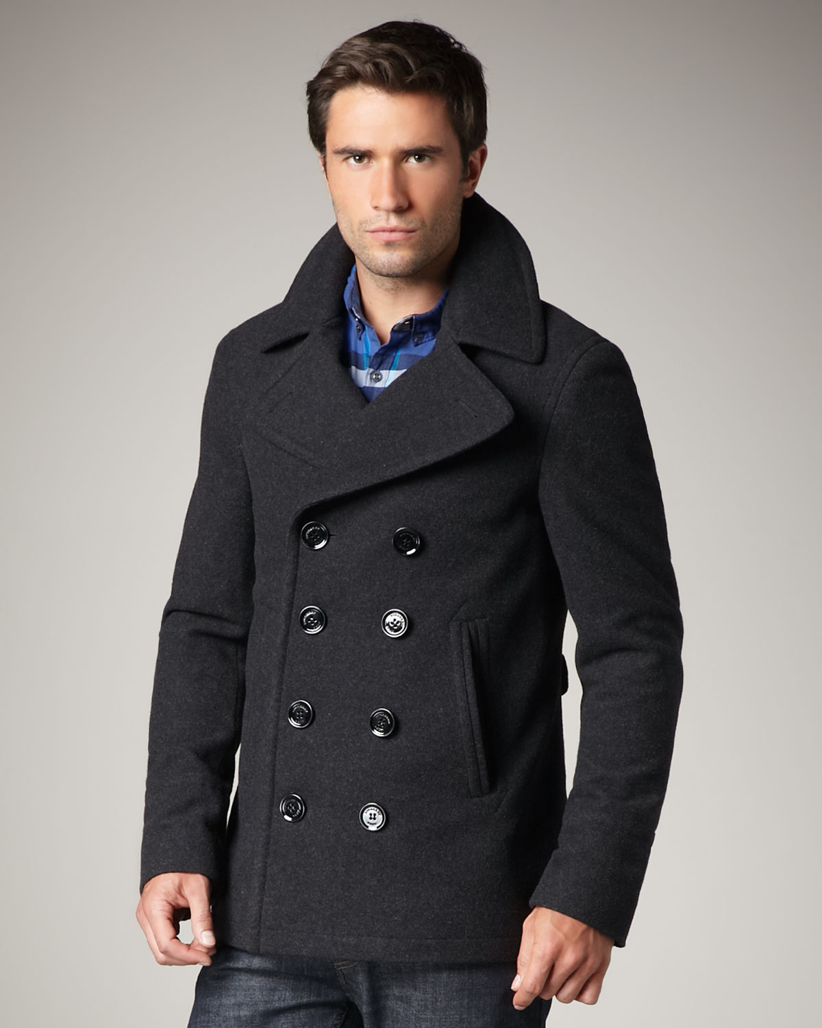 Пальто мужское красноярск. Бушлат Burberry Brit. Burberry Brit бушлат мужской. Ivar Plaid Pea Coat пальто мужское. APC men Peacoat 2013.