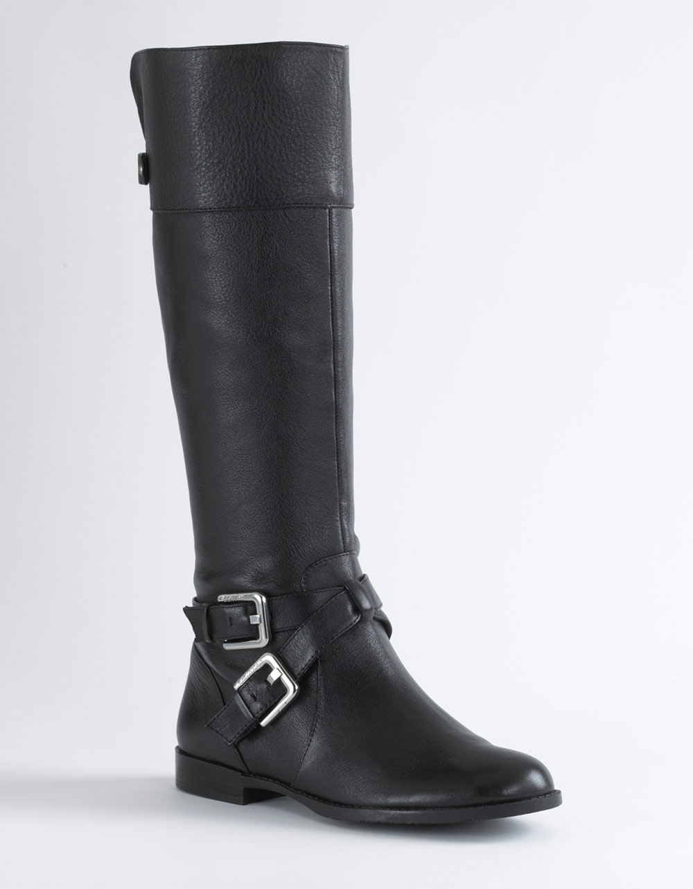 Calvin Klein Hayden Double Buckle Tall Boots in Black (black leather ...
