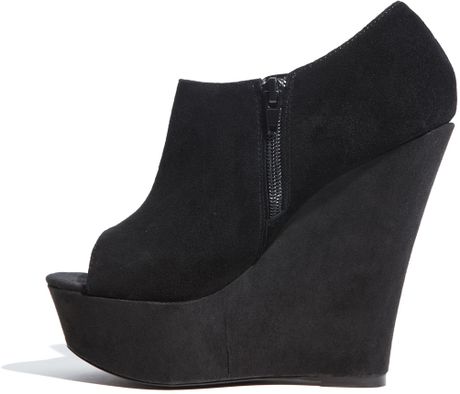 Steve Madden Wiicked Wedge Bootie in Black (black suede) | Lyst