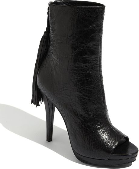 Vera Wang Lavender Peep-toe Ankle Boot in Black | Lyst