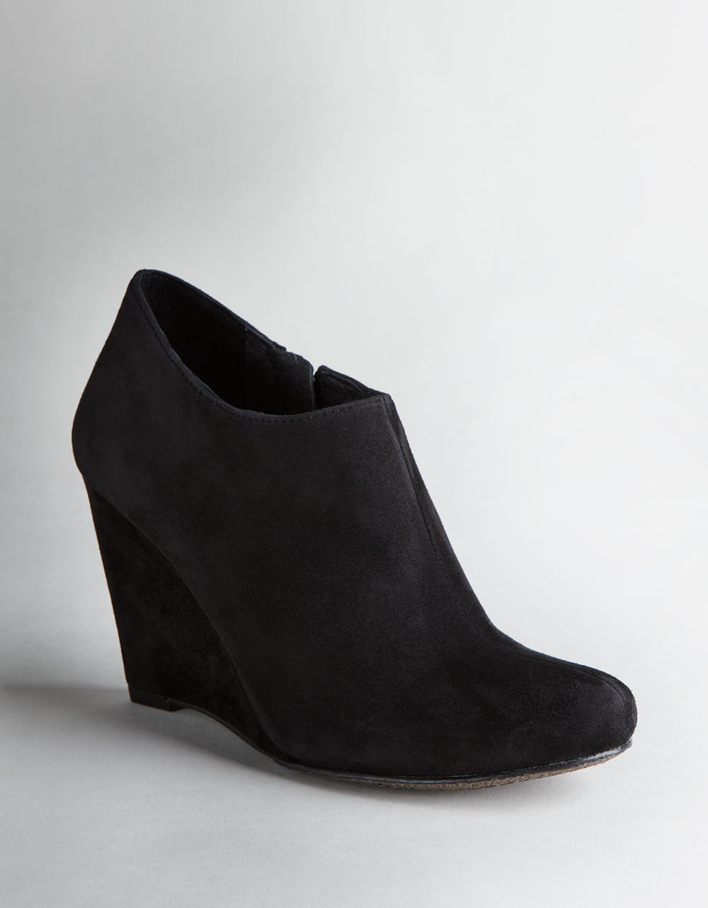 Vince Camuto Dollys Suede Wedge Pump Ankle Boots in Black (black suede ...