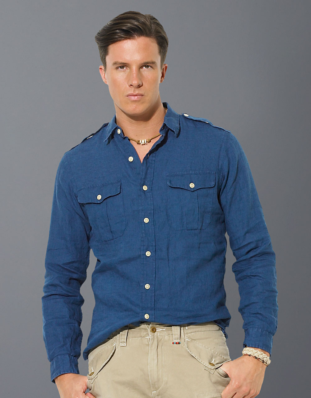 Polo Ralph Lauren Slim Custom-fit Military Safari Shirt in Blue for Men ...