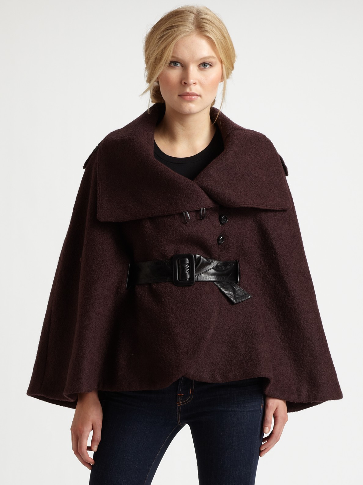 Mackage Wool Thea Cape in Purple (merlot) | Lyst