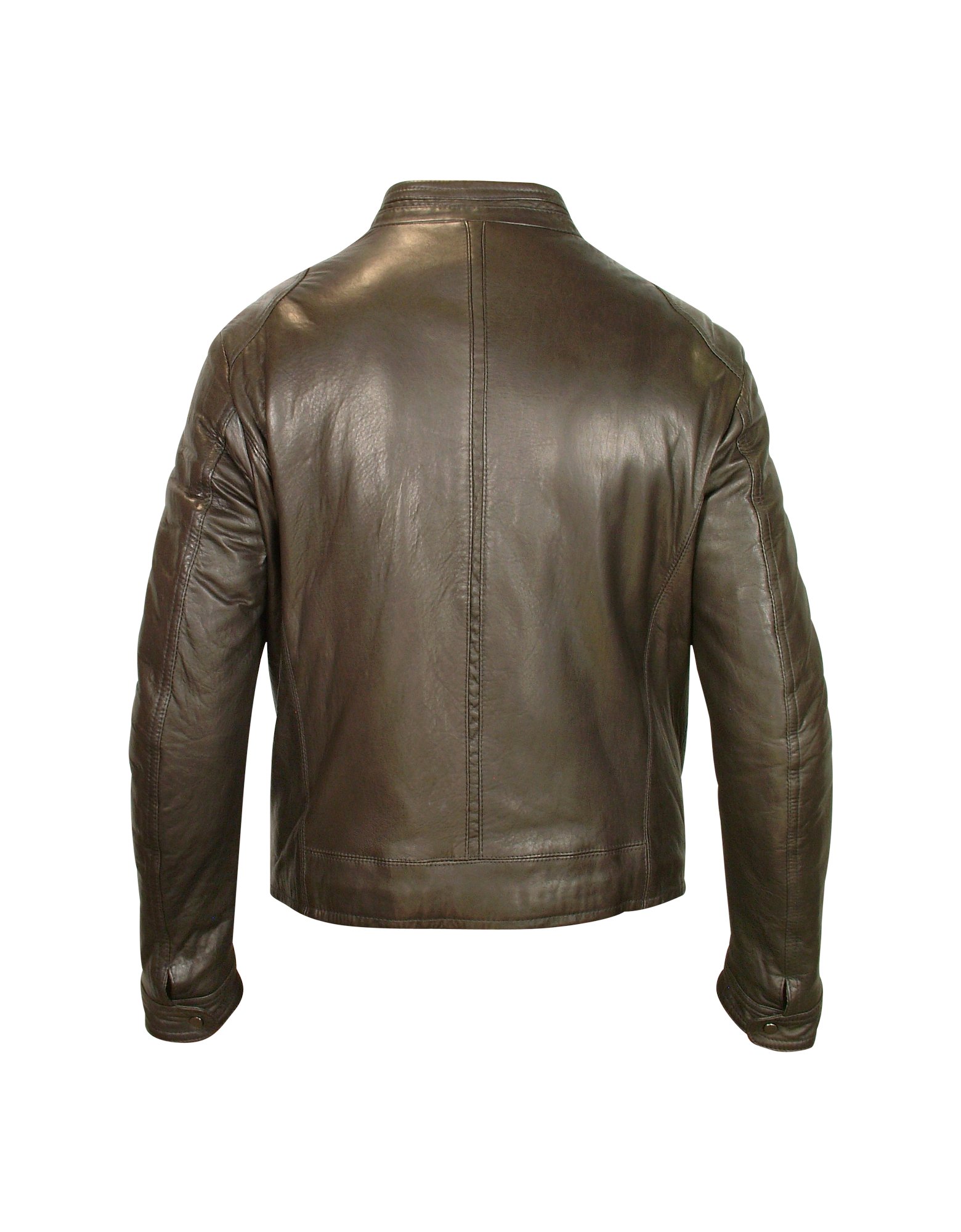 Forzieri Mens Dark Brown Genuine Leather Motorcycle Jacket in Brown for ...