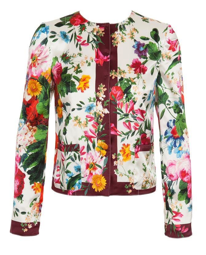 Dolce & Gabbana Silk Floral-print Jacket in Multicolor (white multi) | Lyst