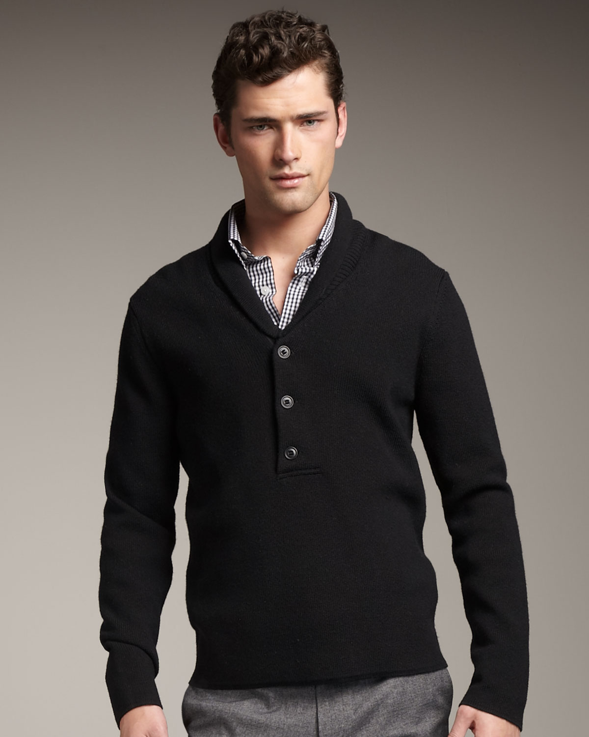 Lyst - Theory Shawl-collar Sweater, Black in Black for Men