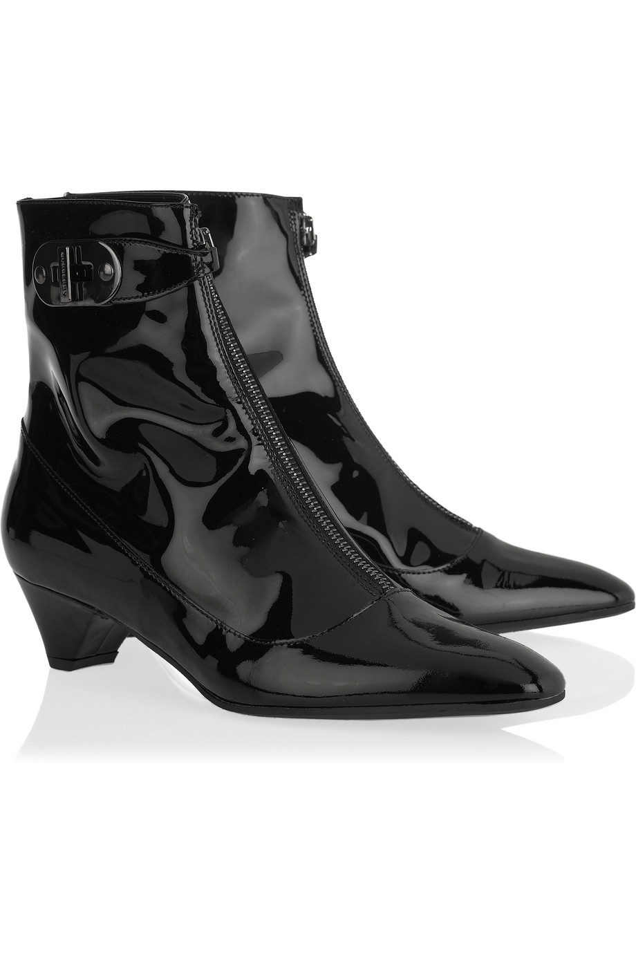 Burberry Patent-leather Ankle Boots in Black | Lyst