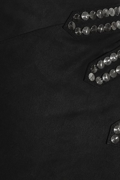 Balmain Studded Suede Wrap-effect Skirt in Black | Lyst