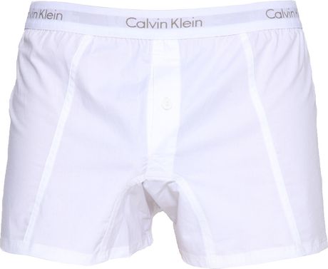 Calvin Klein Plain Woven Boxer Shorts in White for Men | Lyst