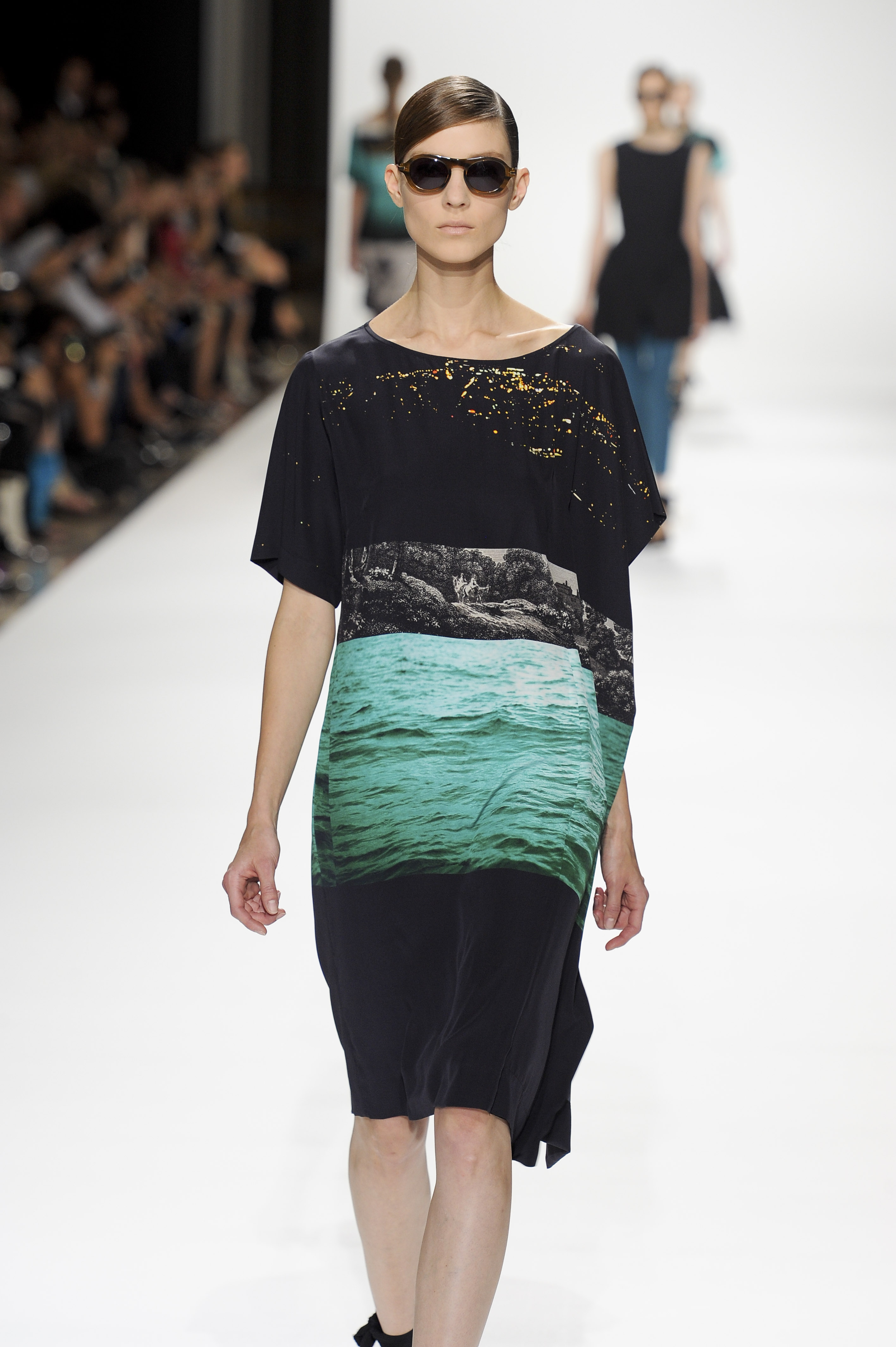 Dries Van Noten | Spring 2012 Black Short Sleeve Knee Lenght Dress With ...