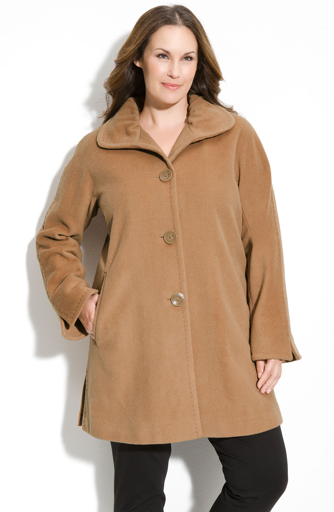 Ellen Tracy Kimono Sleeve Coat (plus) in Beige (light camel) | Lyst